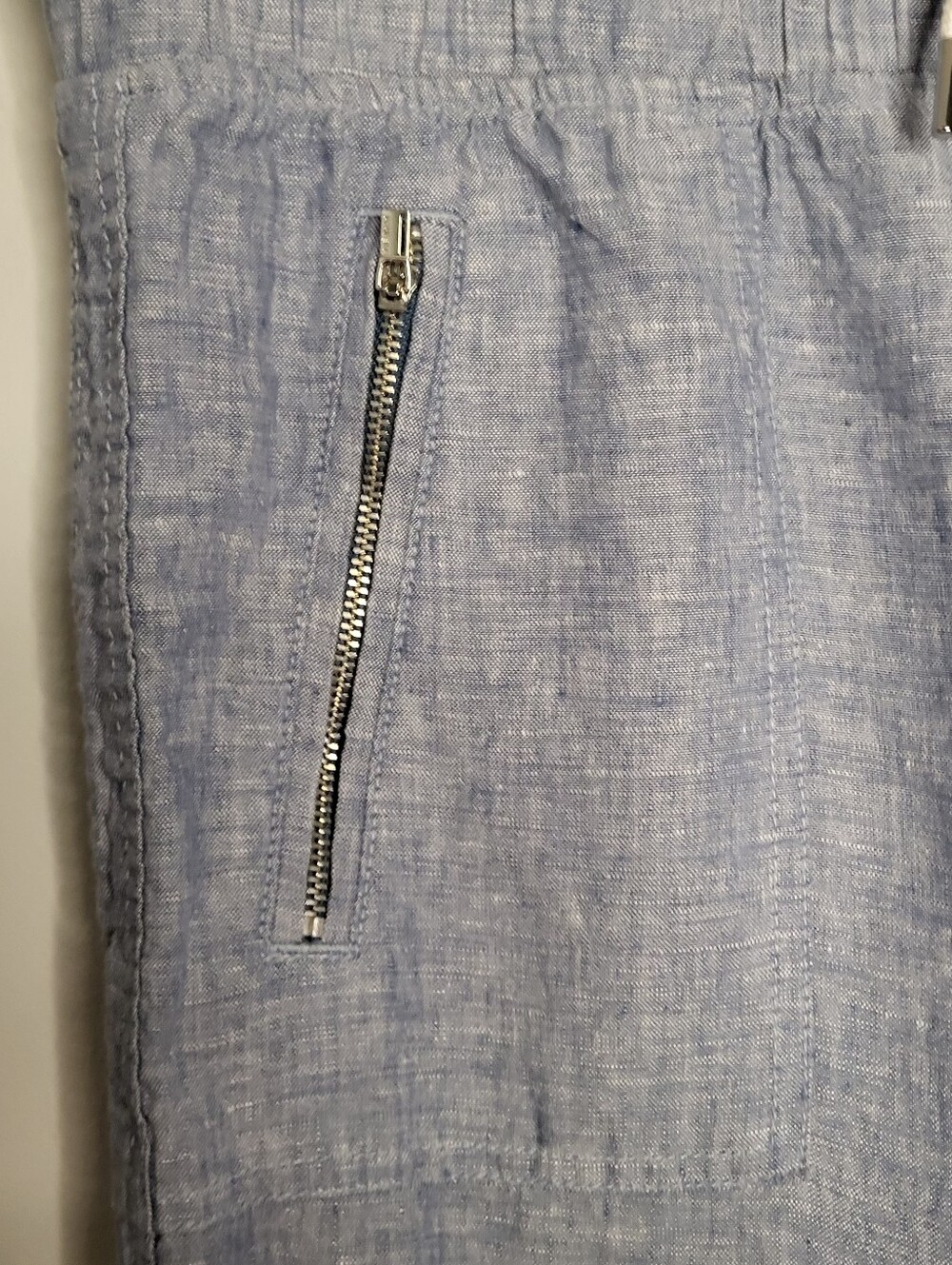 Athleta Cabo Linen Wide Leg Pants Blue Chambray Size 8 - Picture 5 of 13